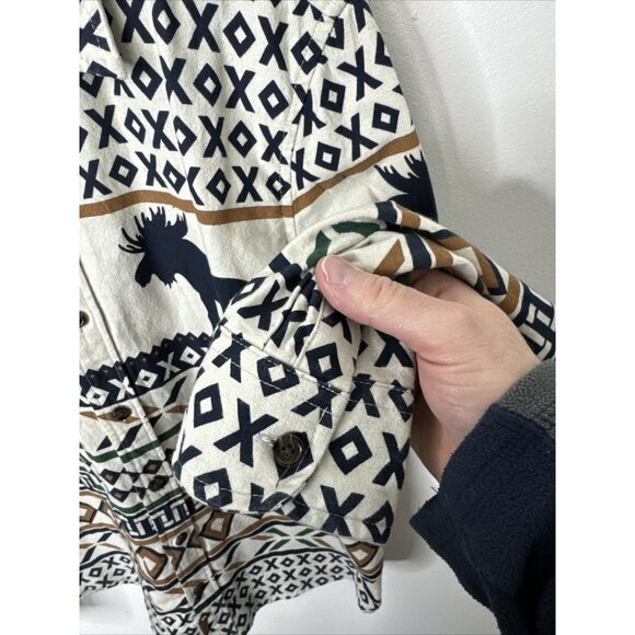 Chaps Men M Brushed Cotton Long Sleeve Chamois Shirt Moose Outdoors Southwestern - Picture 2 of 7